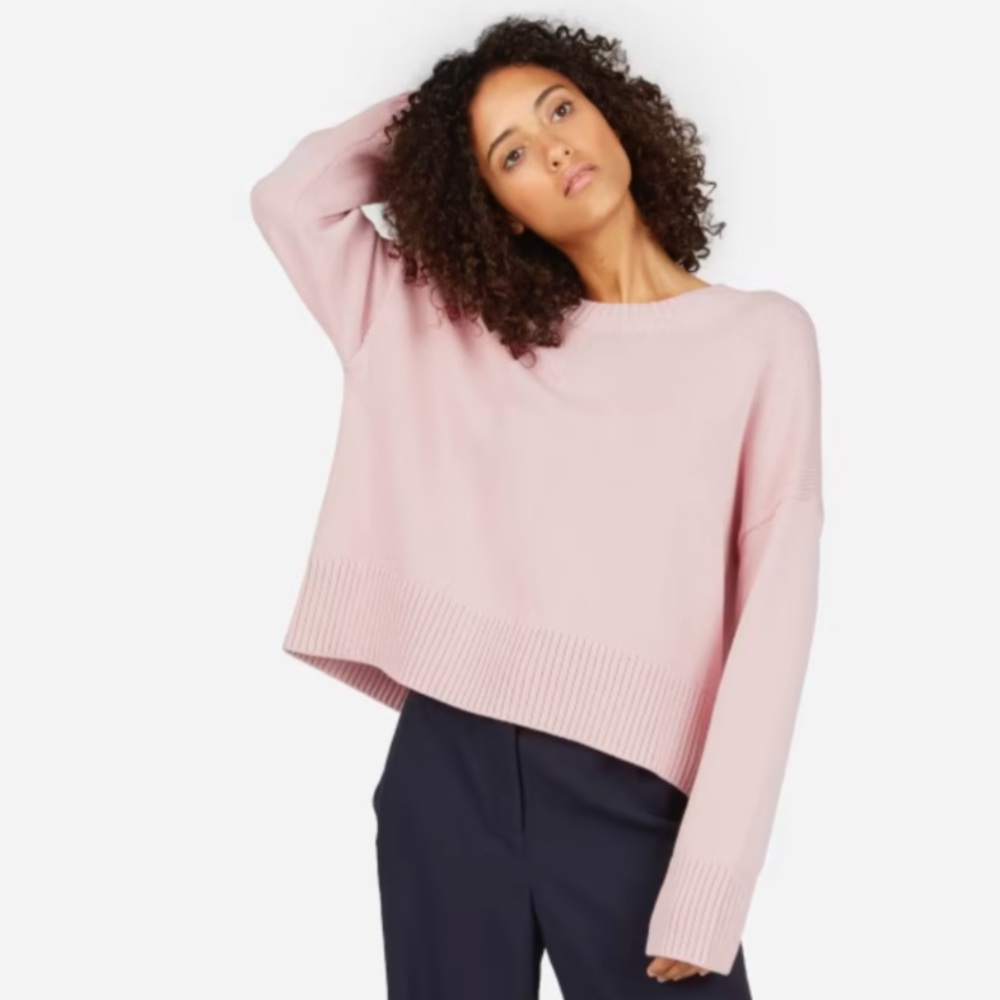 Everlane Soft Cotton Square Crew, light pink